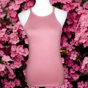 Aveto Raspberry Pink Cotton Blend Halter Style Tank Top
